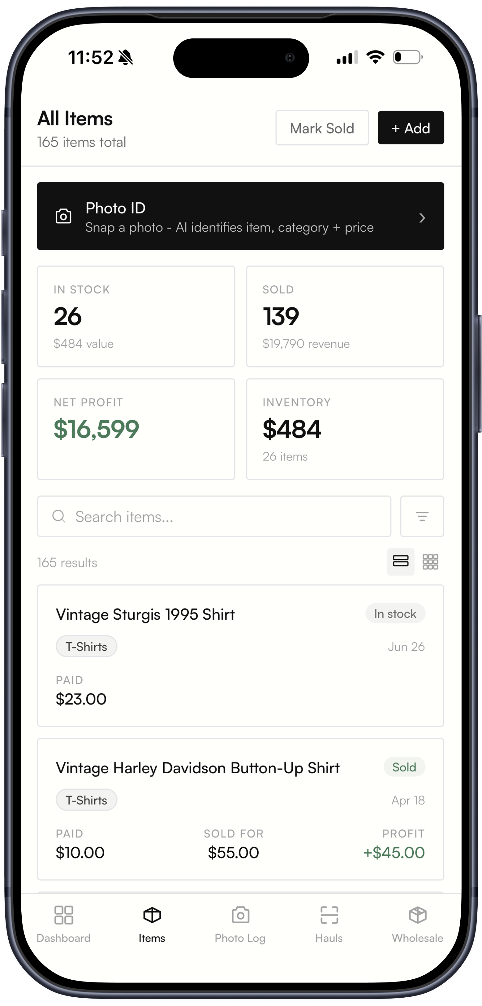 Hauly Inventory on iPhone